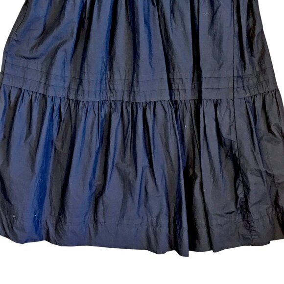 Quince Poplin Tiered Maxi Dress Navy Blue Organic Cotton Pockets Sz XS Smocked - Picture 4 of 11